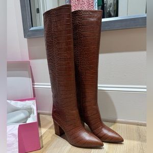NEW Paris Texas Croc Effect Leather Knee Boots 38.5